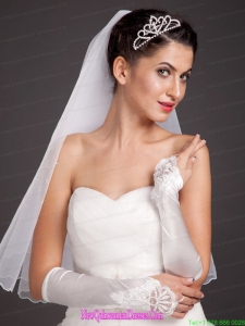 Elegant Satin Fingerless Elbow Length Appliques Bridal Gloves