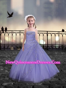 Spaghetti Straps Beaded Little Girl Pageant Dresses in Lavender