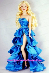 Sweet Party Dress With Ruffles and High Slit For Barbie Doll