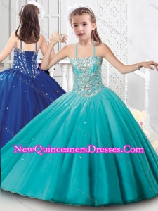 New Style Tulle Beaded Little Girl Pageant Dresses with Spaghetti Straps for 2016