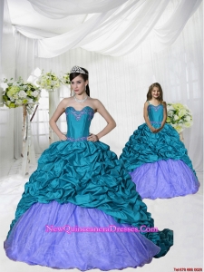 New Style Appliques Brush Train Blue and Purple Princesita Dress