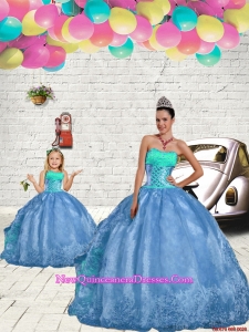 New Style Beading and Embroidery Princesita Dress in Aqua Blue for 2015 Spring