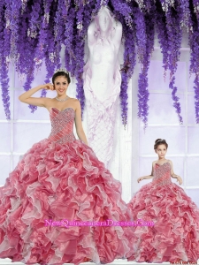 Beautiful Organza Beading and Ruffles Rust Red Princesita Dress