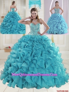 Fashionable Sweetheart 2015 Quinceanera Dresses in Aqua Blue