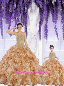 Most Popular Organza Beading and Ruffles Princesita Dress in Champagne