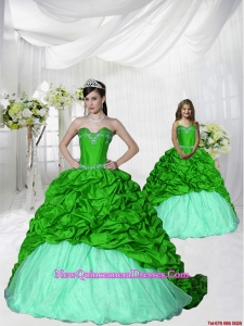 Trendy Appliques Brush Train Spring Green Princesita Dress for 2015 Spring