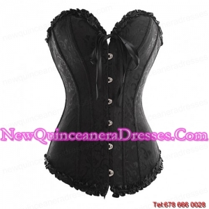 2015 Simple Black Wedding Corset with Sweetheart