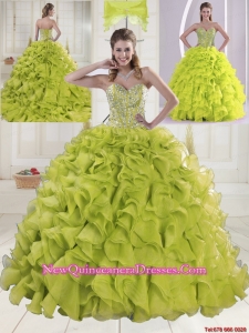 Most Popular Sweetheart Brush Train Beading Quinceanera Dresses