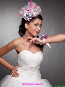 Beautiful Tulle Hand Made Flowers Colorful Headpieces and Wrist Corsage