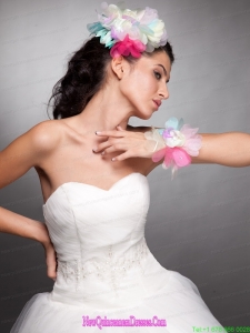 Colorful Organza Hand Made Flower Headpieces Wrist Corsage