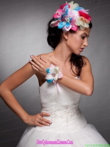 Colorful Organza Hand Made Flowers Headpieces and Wrist Corsage