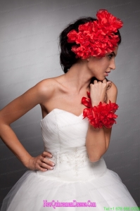 Red Taffeta Hand Made Flowers Headpieces and Wrist Corsage