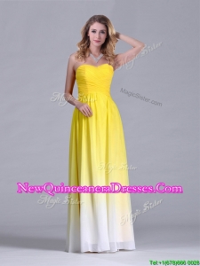 Discount Empire Sweetheart Ruched Long Dama Dress in Gradient Color