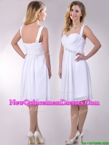 New Applique Decorated Straps and Waist White Dama Dress in Chiffon