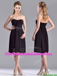 Cheap Empire Knee Length Black Dama Dress in Chiffon