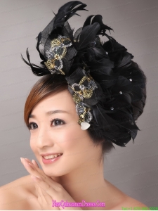 Feathers Over Headpiece and Appliques In Net