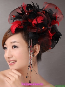 Multi-color Headpices With Feather and Tulle Headpices Rhinestones Decorate