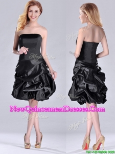 New Arrivals Strapless Taffeta Black Dama Dress in Knee Length