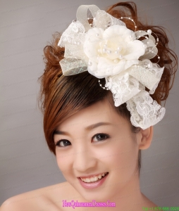 White Imitation Pearls Flower Sweet Tulle Fascinators