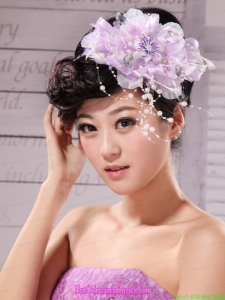 Lavender Beading and Hand Made Flowers For Headpiece