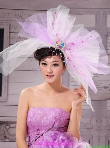 Sweet Lavender and White Corolla Large Hat Headpieces