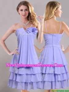 Hot Sale Ruffled Layers and Handcrafted Flower Dama Dress in Lavender