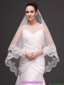 Two-tier Tulle With Lace Appliques Bridal Veil