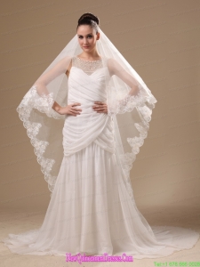 Lace Appliques One-tier Cathedral Tulle Stylish Wedding Veil