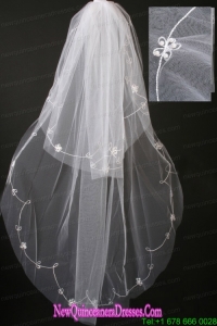 Pearl Trim Edge Gorgeous Tulle Bridal Veil