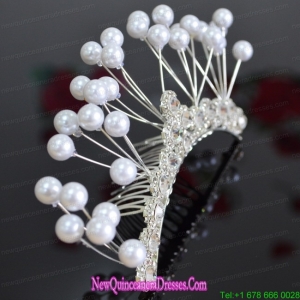 Elegant Tiara With Imitation Pearls