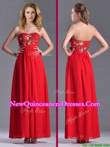 Luxurious Applique with Sequins Red Dama Dress in Ankle Length