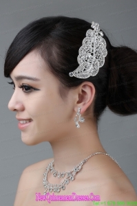 Artistic Alloy Rhinestone Jewelry Set Including Necklace Earring And Crown