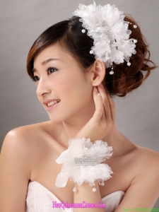 Imitation Pearls With Crystals Women s Fascinators Hairband And Wrist Corsage