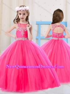 2016 Beautiful Princess Pierced Hot Pink Little Girl Pageant Dress with Scoop