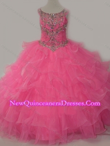 Cute Puffy Skirt Ruffled Layers Little Girl Pageant Dress in Rose Pink