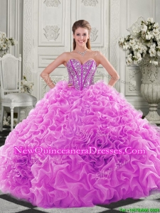 Cheap Visible Boning Beaded Bodice Fuchsia Quinceanera Dress with Ruffles