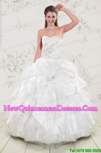 2015 Classical Beading and Ruffles 2015 Quinceanera Dresses in White