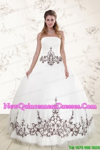 2015 Elegant Beading Sweetheart White Quinceanera Dresses