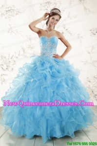 Elegant Aqua Blue Ball Gown Sweetheart Beading Sweet 16 Dresses