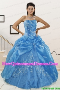 Elegant Baby Blue 2015 Quinceanera Dresses with Embroidery