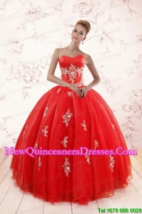 Elegant Red Puffy Quinceanera Dresses with Appliques