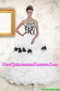 Elegant White Sweet 15 Dresses with Pick Ups and Hand Made Flowers