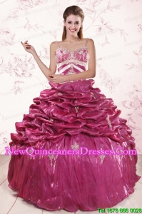 2015 Beautiful Appliques Quinceanera Dresses with Spaghetti Straps