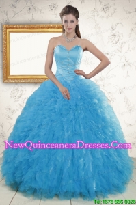 2015 Beautiful Beading Quinceanera Dresses in Baby Blue