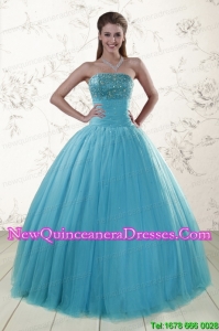 2015 Beautiful Sweetheart Baby Blue Quinceanera Dresses with Appliques