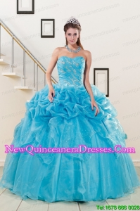 2015 New Style Sweetheart Beading Quinceanera Dress in Aqua Blue