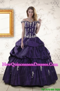 2015 New Style Off The Shoulder Appliques Quinceanera Dresses