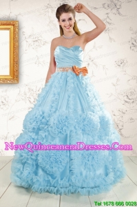 New Style Beading Aqua Blue 2015 Quinceanera Dresses