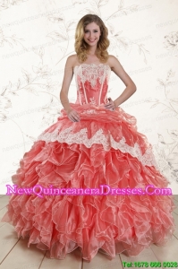 2015 Perfect Watermelon Quinceanera Dresses with Strapless