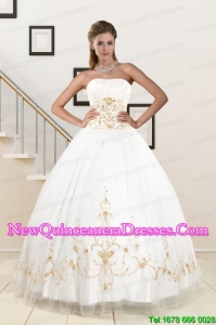2015 Spring Perfect Beading Quinceanera Dresses in White